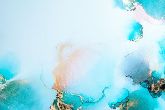 Luxury blue abstract background of marble liquid ink art painting on paper . Image of original artwork watercolor alcohol ink paint on high quality paper texture .