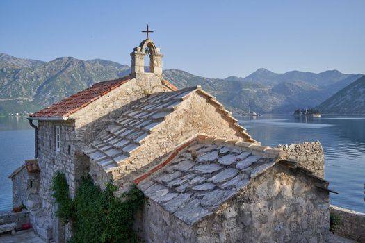 Stone Church of the Holy Angel by the sea in Montenegro.