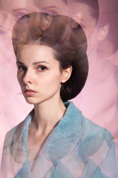 art portrait, woman in black hat and corduroy jacket. High quality photo