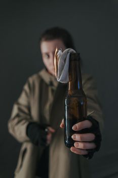 Ukrainian woman with molotov standing for her country