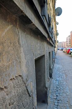 Vertically photo. Wall of an old house or building