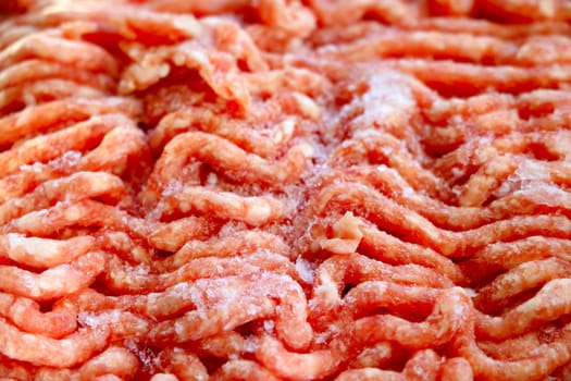 Close up on red minced meat, background