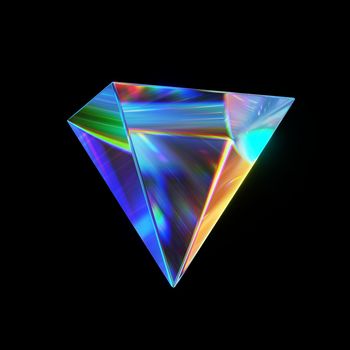 3d rendered abstract glass pyramid. Detailed reflection and dispersion