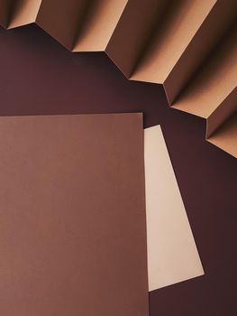 Beige and brown A4 papers as office stationery flatlay, luxury branding flat lay and brand identity design for mockups, work and creativity concept