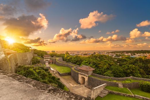 kyukeimon gate of Shuri Castle's in the Shuri neighborhood of Naha, the capital of Okinawa Prefecture, Japan.