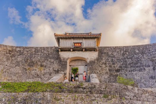 okinawa, japan - september 15 2018: Kyukeimon gate of Shuri Castle's in the Shuri neighborhood of Naha, the capital of Okinawa Prefecture, Japan.