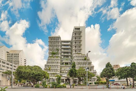 okinawa, japan - september 15 2021: Naha City Hall modern building in Okinawa island in the south of Japan