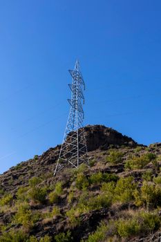 Electricity transmission tower high voltage pole