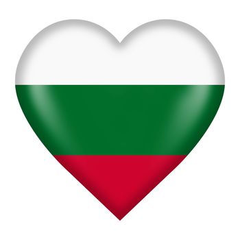 A Bulgaria flag heart button isolated on white with clipping path 3d illustration