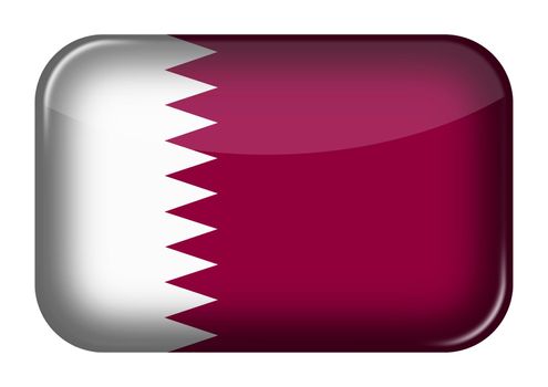 A Qatar web icon rectangle button with clipping path 3d illustration