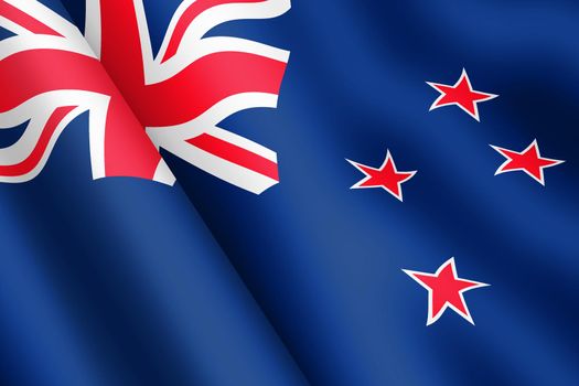 A New Zealand waving flag 3d illustration wind ripple