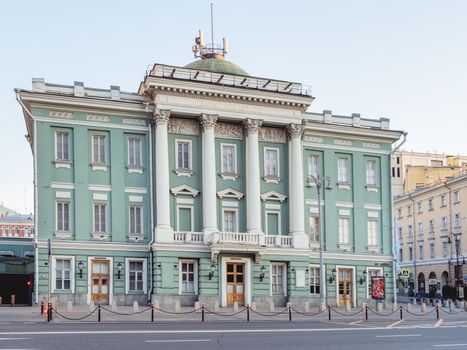 MOSCOW, RUSSIA - June 04, 2018. The House of the Unions. Deserted streets of Moscow. Historical landmark in downtown.