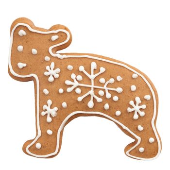 Gingerbread bear isolated on a white background close up