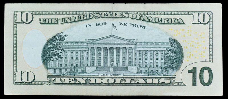 ten dollar banknote. American Dollars 10 dollar