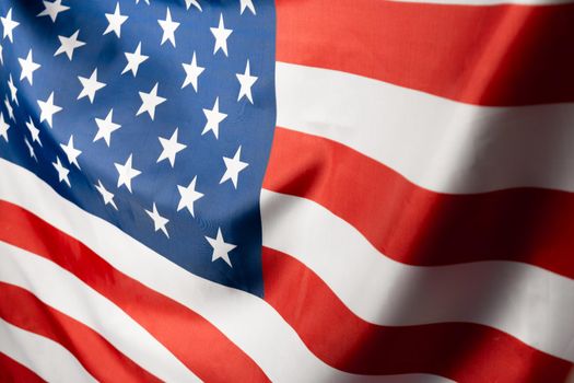 Beautifully waving star and striped American flag. Close up.