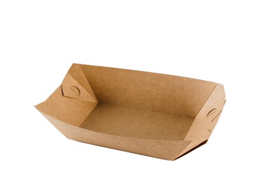 Eco natural plate for food with empty space. Disposable ecological utensils on white background. Sustainability of planet