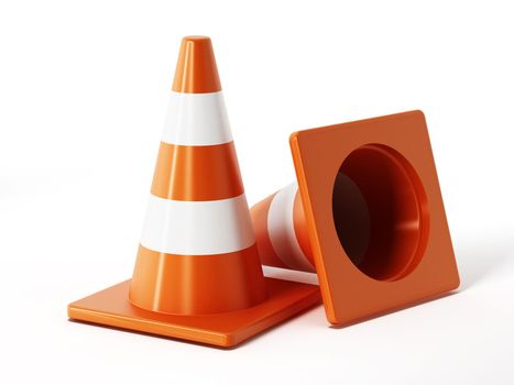 Traffic cones isolated on white background