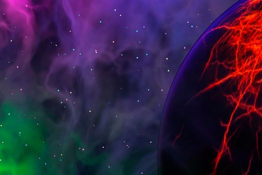 Unknown planet from outer space. Space nebula. Cosmic cluster of stars. Outer space background. 3D render.