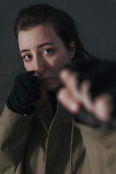 Ukrainian woman with molotov standing for her country