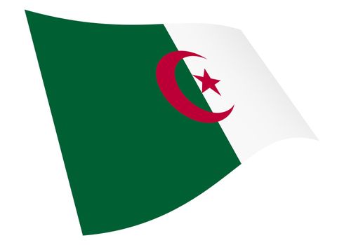 An Algeria waving flag 3d illustration isolated on white with clipping path