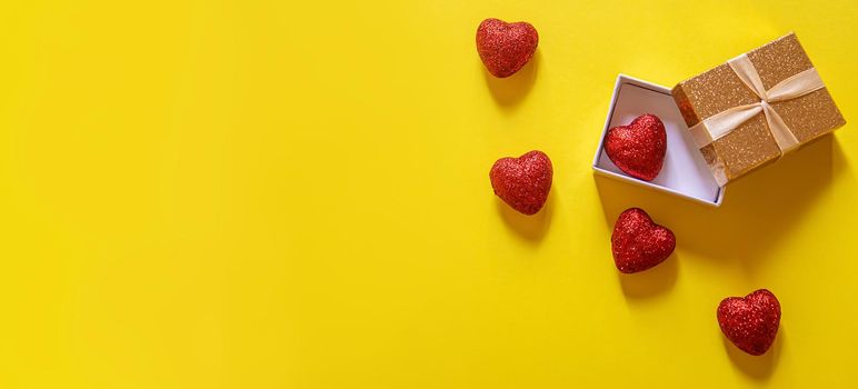 Valentine's day background. Gifts. Envelope. Hearts in a box. Valentine's day concept. Selective focus.holidays