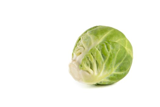 Isolate Brussels sprouts. Fresh, small brussels sprouts on white isolated background with shadow.