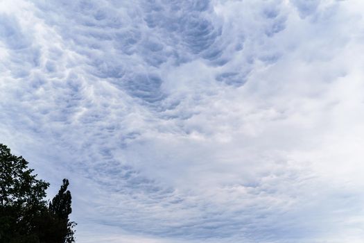 Terrible sky storm with beautiful blue clouds. Nature of native land. Windy weather