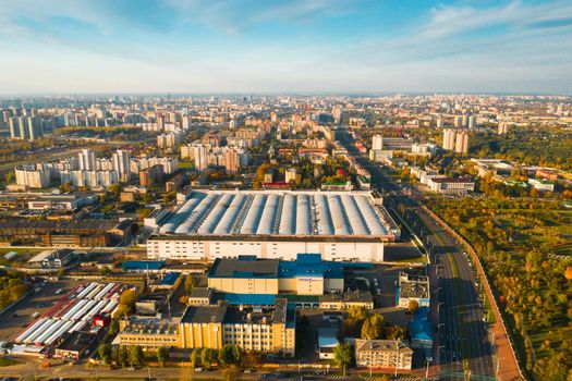 The autumn city of Minsk and the khladokombinat enterprises.