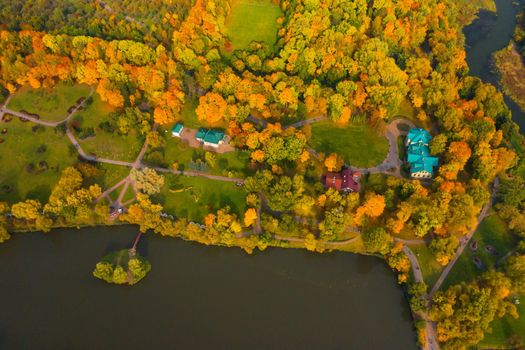 Autumn landscape in Loshitsky Park in Minsk. Belarus.Golden autumn.