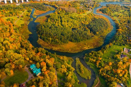 Autumn landscape in Loshitsky Park in Minsk. Belarus.Golden autumn.