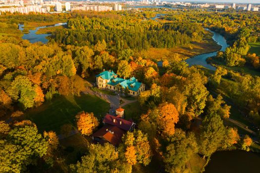 Autumn landscape in Loshitsky Park in Minsk. Belarus.Golden autumn.