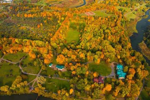 Autumn landscape in Loshitsky Park in Minsk. Belarus.Golden autumn.