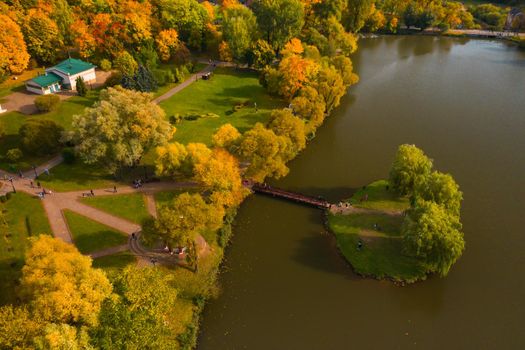 Autumn landscape in Loshitsky Park in Minsk. Belarus.Golden autumn.