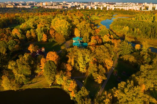 Autumn landscape in Loshitsky Park in Minsk. Belarus.Golden autumn.