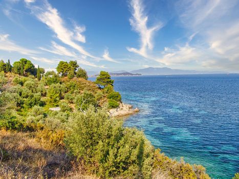 kanapitsa beach in Skiathos island of Greece with golden sand