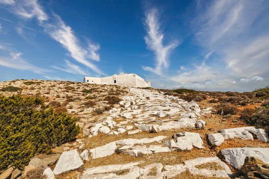 Traditional village of Kastro or Castro in Sikinos island, Cyclades, Greece