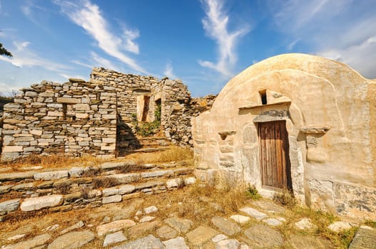 Old stone building in Episkopi area of Sikinos island, Cyclades, Greece