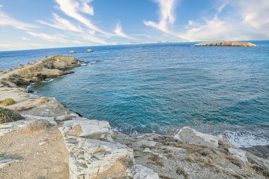 Famous beach of Vitsentzou in Folegandros island of Greece, perfect for swimming