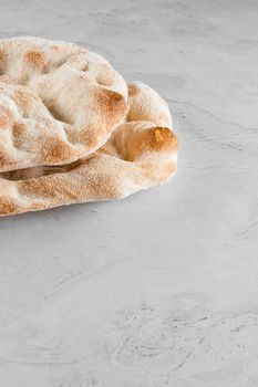 Dough for pinsa romana on light background. Gourmet italian cuisine