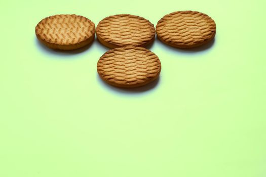 Sweet dessert cookies crekers are a tasty and healthy product. High quality photo. Pastry made from pieces of sweet dough with various additives