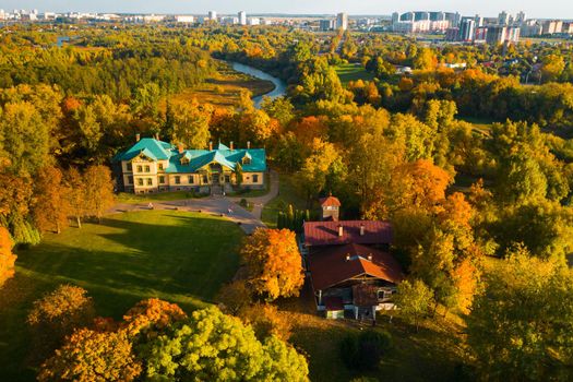 Autumn landscape in Loshitsky Park in Minsk. Belarus.Golden autumn.