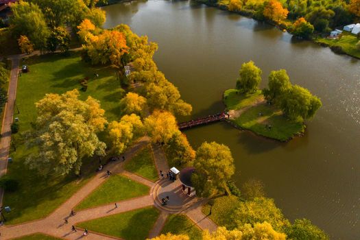 Autumn landscape in Loshitsky Park in Minsk. Belarus.Golden autumn.