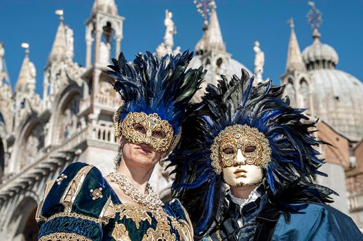 VENICE, ITALY - Febrary 23 2019: The masks of the Venice carnival 2019