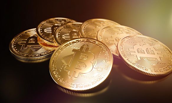 Stack of cryptocurrencies bitcoin, 3D rendering illustration.