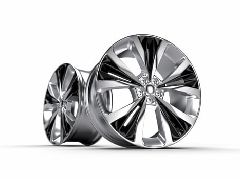 Racing Performance Aluminum Wheel Rim Cutout, 3D rendering illustration.
