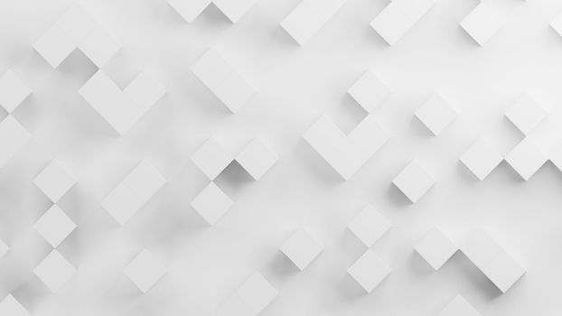White cubes on a white background, 3D rendering illustration.