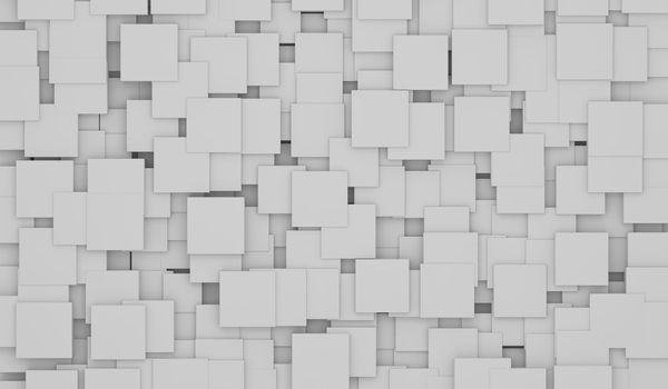 abstact white modern architecture background with white cubes on wall 3D rendering illustration