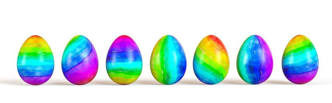 Easter eggs set, collection isolated on white background , 3D rendering illustration.