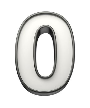 3D illustration of number zero, isolated on white background