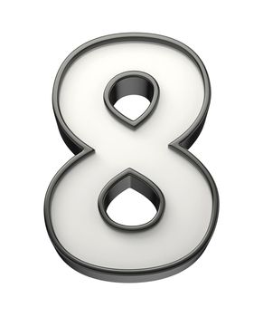 3D illustration of number eight, isolated on white background